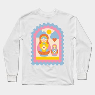 Cute Aesthetic Adorable Y2K 2000s Russian Matryoshka Stacking Doll Long Sleeve T-Shirt